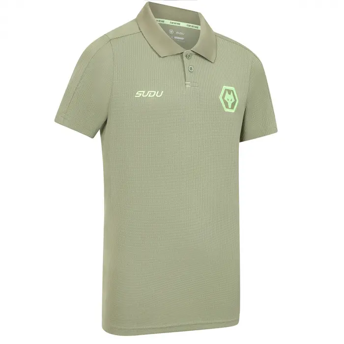 Wolves Kits Shop | Official 2025-26 Players Travel Polo – Khaki – Junior Wolverhampton Wanderers Apparel